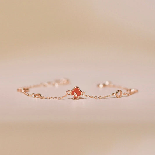 ELOREVA Cindy Modern Clover Bracelet – Rose Gold & Platinum Plated 925 Sterling Silver