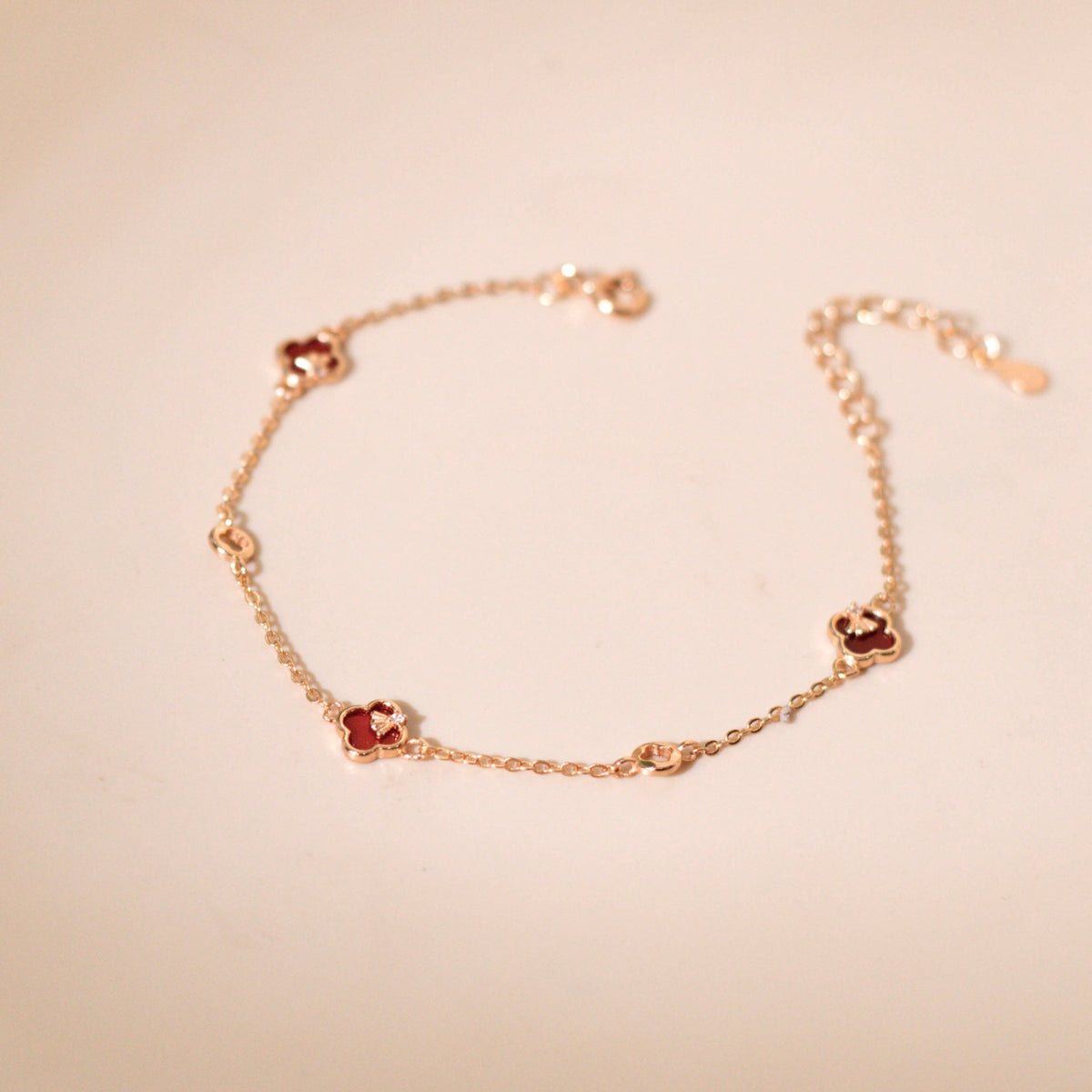ELOREVA Cindy Modern Clover Bracelet – Rose Gold & Platinum Plated 925 Sterling Silver