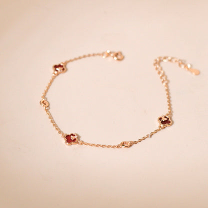 ELOREVA Cindy Modern Clover Bracelet – Rose Gold & Platinum Plated 925 Sterling Silver