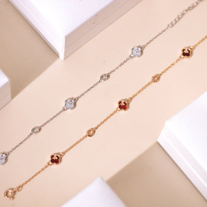 ELOREVA Cindy Modern Clover Bracelet – Rose Gold & Platinum Plated 925 Sterling Silver