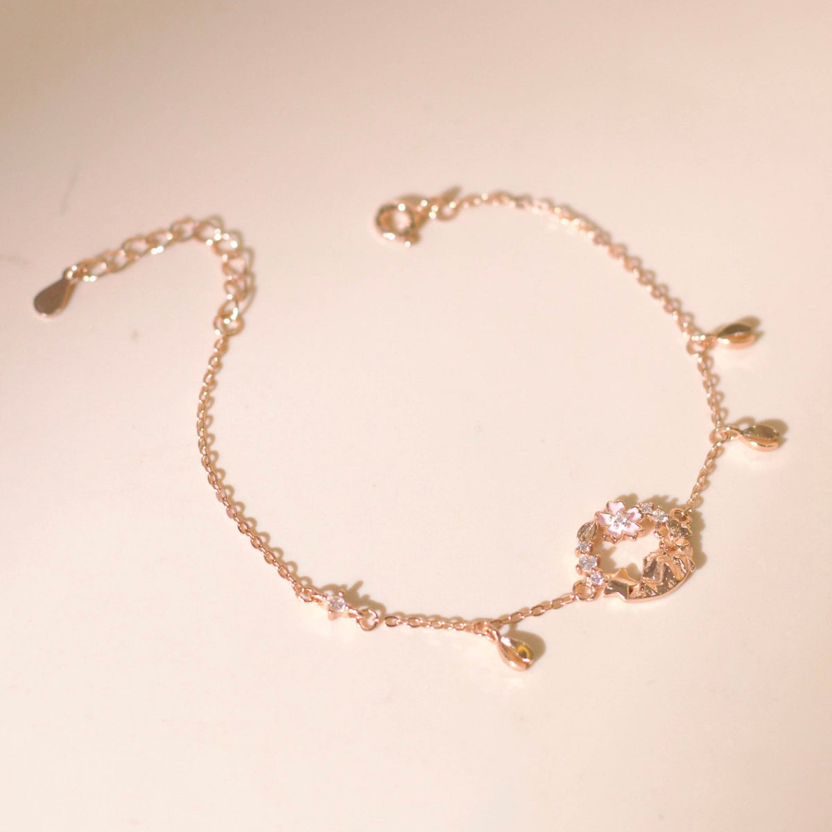 ELOREVA Cherry Bloom Bracelet – Rose Gold & Platinum Plated 925 Sterling Silver