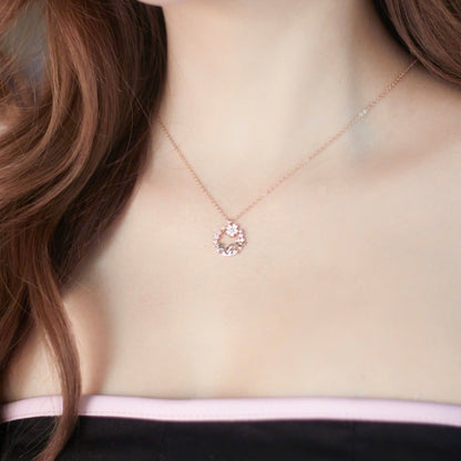 ELOREVA Cherry Bloom Necklace – 18K Rose Gold Plated 925 Sterling Silver
