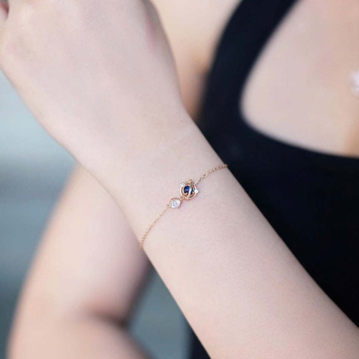 ELOREVA Eirlys Planet Bracelet – Rose Gold & Platinum Plated 925 Sterling Silver