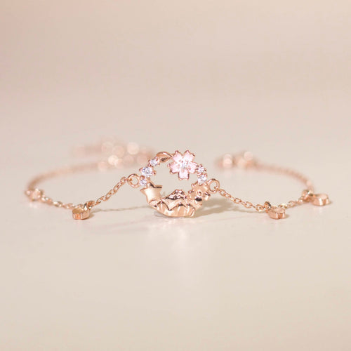ELOREVA Cherry Bloom Bracelet – Rose Gold & Platinum Plated 925 Sterling Silver