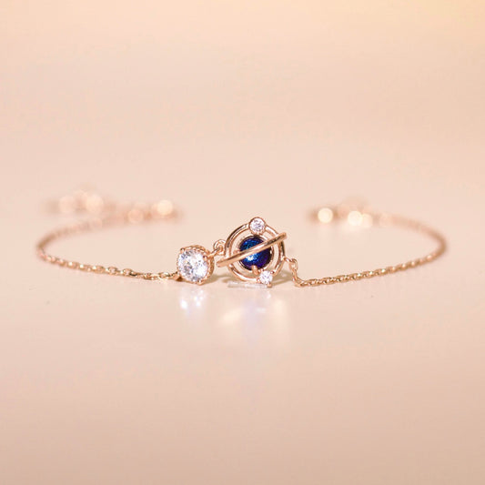 ELOREVA Eirlys Planet Bracelet – Rose Gold & Platinum Plated 925 Sterling Silver