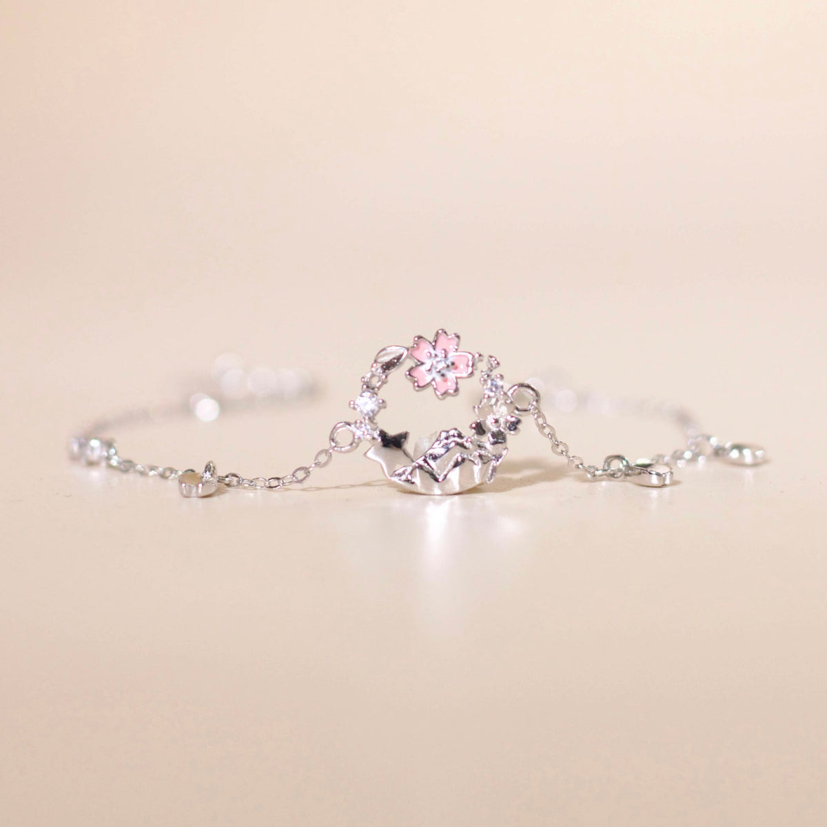 ELOREVA Cherry Bloom Bracelet – Rose Gold & Platinum Plated 925 Sterling Silver
