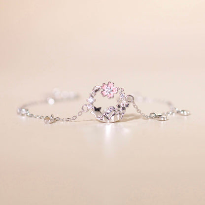 ELOREVA Cherry Bloom Bracelet – Rose Gold & Platinum Plated 925 Sterling Silver
