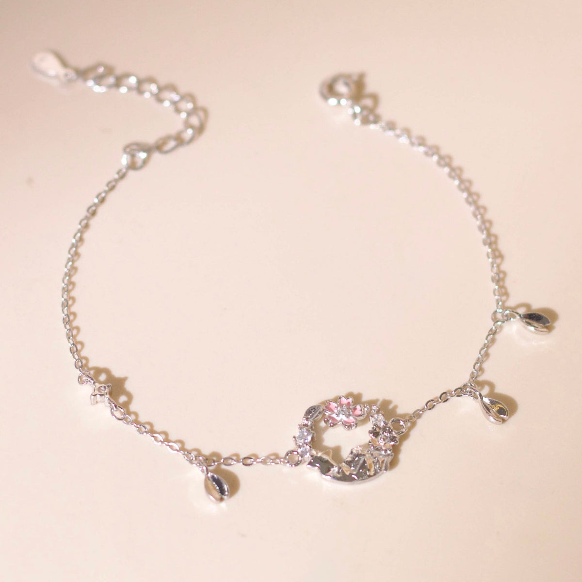 ELOREVA Cherry Bloom Bracelet – Rose Gold & Platinum Plated 925 Sterling Silver