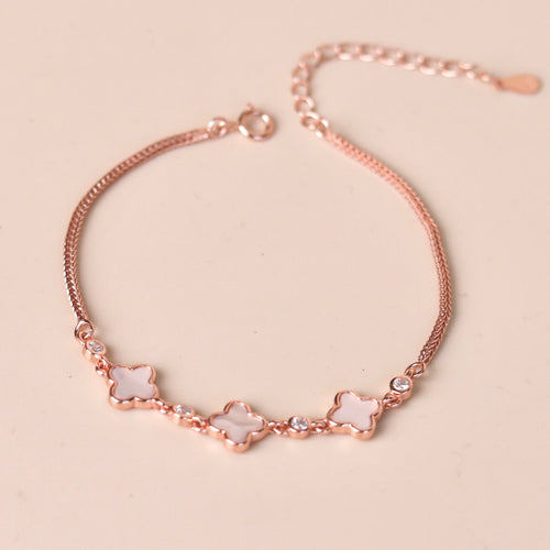 ELOREVA 18K Rose Gold Plated Clover Bracelet – Fancy Design in 925 Sterling Silver