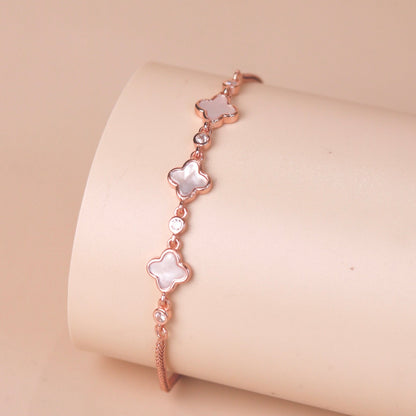 ELOREVA 18K Rose Gold Plated Clover Bracelet – Fancy Design in 925 Sterling Silver