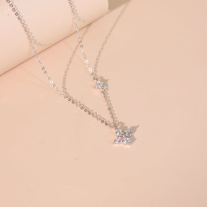 ELOREVA Lani Four-Leaf Clover Necklace – Platinum Plated 925 Sterling Silver