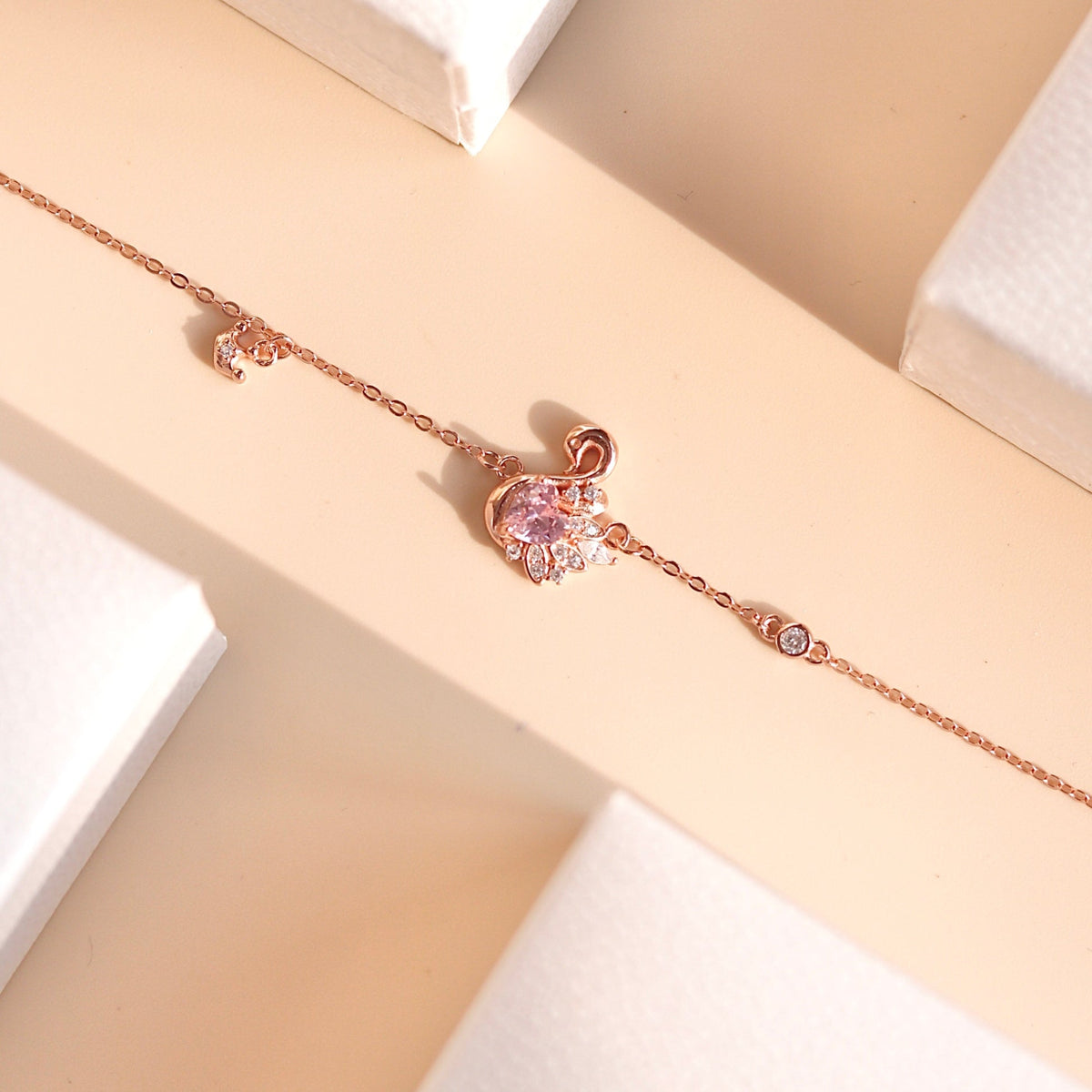 ELOREVA Fiona Swan Bracelet – 18K Rose Gold Plated 925 Sterling Silver