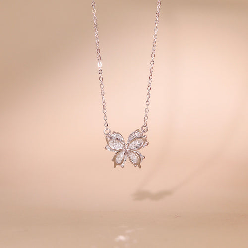 ELOREVA  Platinum Plated Butterfly Necklace – 925 Sterling Silver