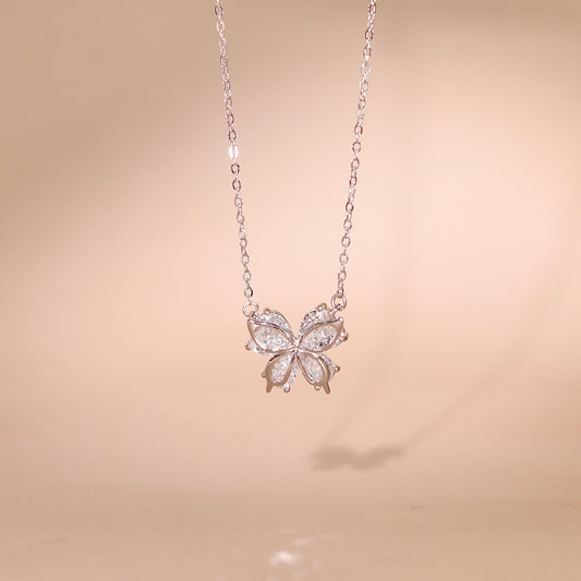 ELOREVA  Platinum Plated Butterfly Necklace – 925 Sterling Silver