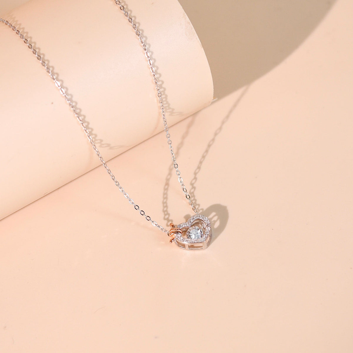 ELOREVA Rumi Dancing Heart Necklace – Platinum Plated 925 Sterling Silver