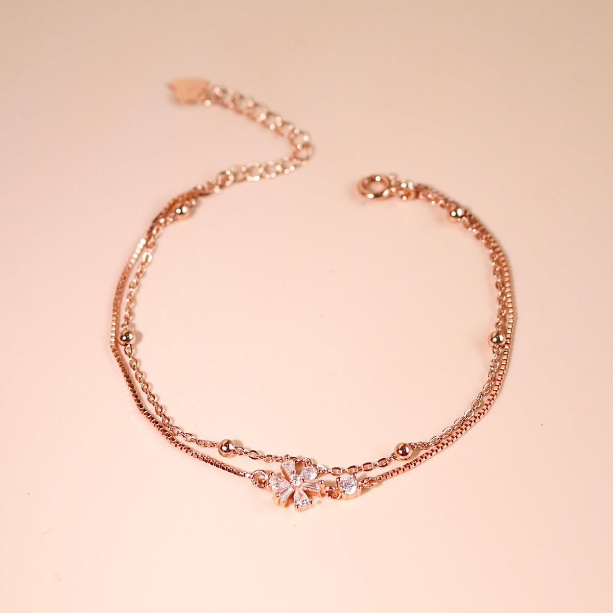 ELOREVA Yeri Dual-Tone Bracelet – Rose Gold & Platinum Plated 925 Sterling Silver