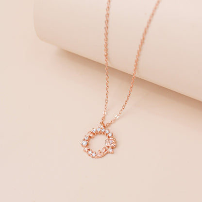 ELOREVA Rose Necklace – 18K Rose Gold Plated 925 Sterling Silver