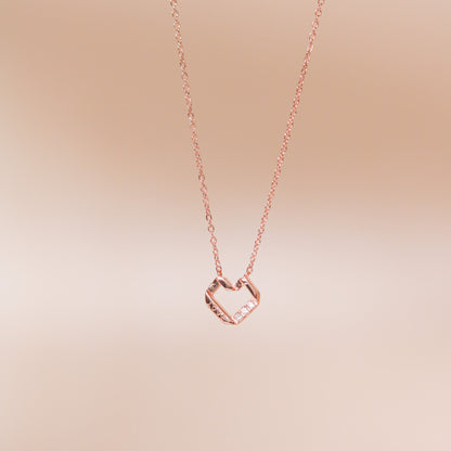 ELOREVA Miyu Heart Necklace – 18K Rose Gold Plated 925 Sterling Silver