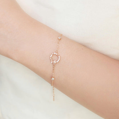 ELOREVA Rose Flower Rose Gold Bracelet – 18K Gold Plated 925 Sterling Silver