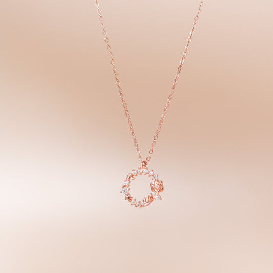 ELOREVA Rose Necklace – 18K Rose Gold Plated 925 Sterling Silver