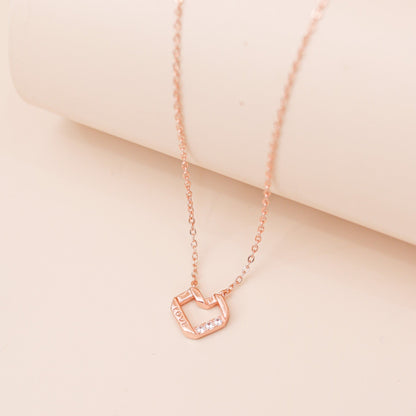 ELOREVA Miyu Heart Necklace – 18K Rose Gold Plated 925 Sterling Silver