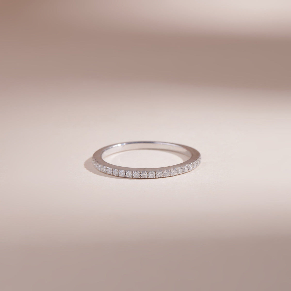 ELOREVA Moissanite Eternity Band Ring GRA ELVDA100 – Platinum Plated 925 Sterling Silver