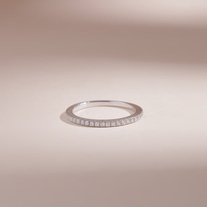 ELOREVA Moissanite Eternity Band Ring GRA ELVDA100 – Platinum Plated 925 Sterling Silver