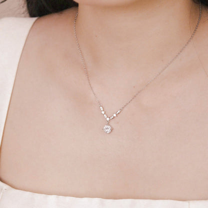 ELOREVA Yuna Dew Drop Necklace – Platinum Plated 925 Sterling Silver