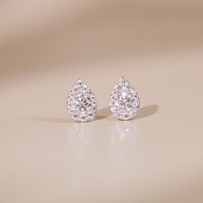 ELOREVA 5mm Moissanite Teardrop Earrings GRA – Platinum Plated 925 Sterling Silver