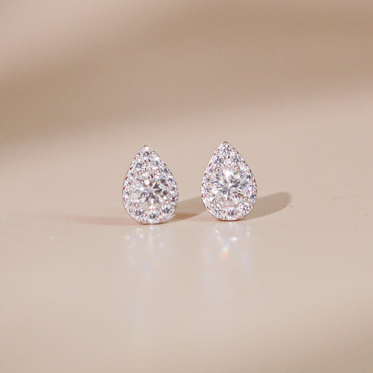 ELOREVA 5mm Moissanite Teardrop Earrings GRA – Platinum Plated 925 Sterling Silver
