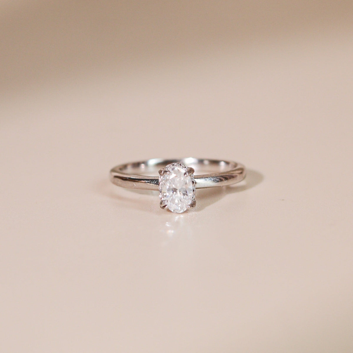 ELOREVA 6.5mm Moissanite Ring GRA – Platinum Plated 925 Sterling Silver