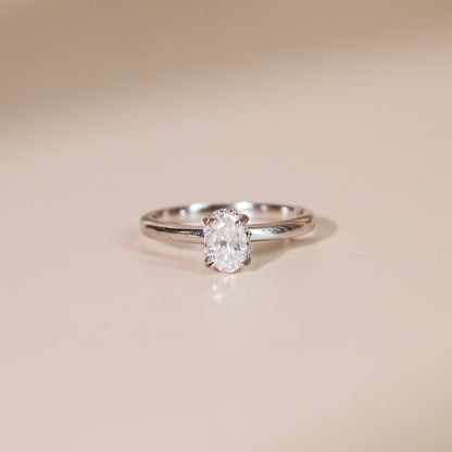 ELOREVA 6.5mm Moissanite Ring GRA – Platinum Plated 925 Sterling Silver
