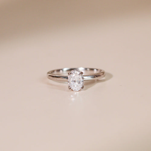 ELOREVA 6.5mm Moissanite Ring GRA – Platinum Plated 925 Sterling Silver