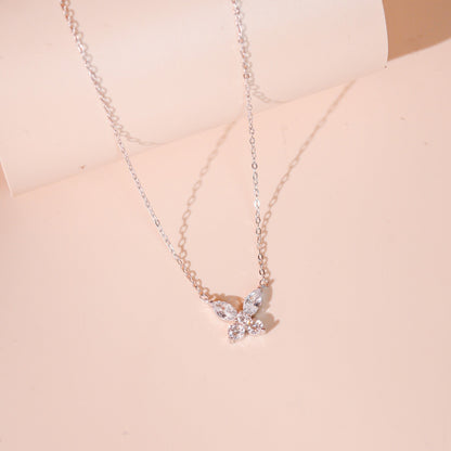 ELOREVA Lynn Butterfly Moissanite Necklace 4mm – Platinum Plated 925 Sterling Silver (GRA Certified)