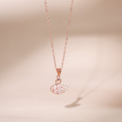 ELOREVA Eleanor Swan Necklace – 18K Rose Gold Plated 925 Sterling Silver