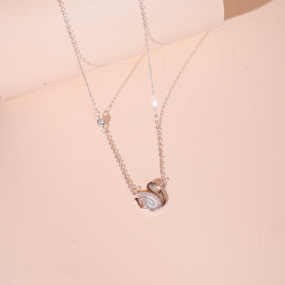 ELOREVA Alina Swan Necklace – Platinum Plated 925 Sterling Silver
