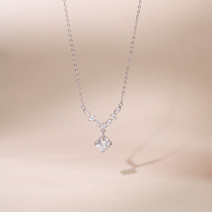 ELOREVA Yuna Dew Drop Necklace – Platinum Plated 925 Sterling Silver