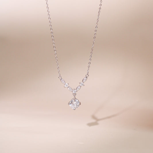 ELOREVA Yuna Dew Drop Necklace – Platinum Plated 925 Sterling Silver