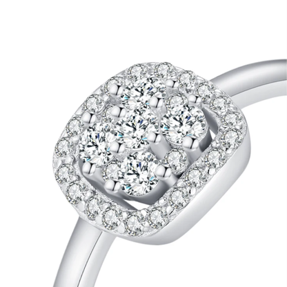 Sparkling Pave Moissanite Ring – 925 Sterling Silver
