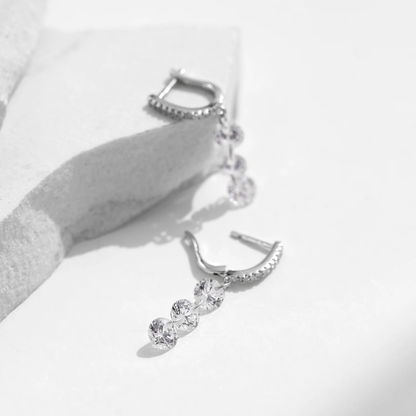 Sparkling Clear CZ Swing Dangle Earrings – 925 Sterling Silver