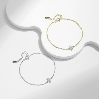 Elegant Four Leaf Clover CZ Bracelet – 925 Sterling Silver
