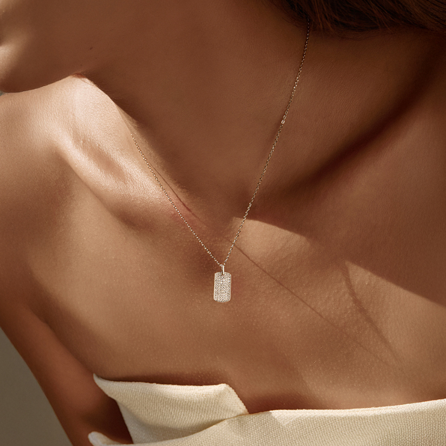 Trendy Rectangle Moissanite Necklace – D Color 925 Sterling Silver Jewelry