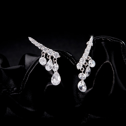 Geometric Water Drop CZ Stud Earrings – 925 Sterling Silver