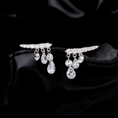 Geometric Water Drop CZ Stud Earrings – 925 Sterling Silver