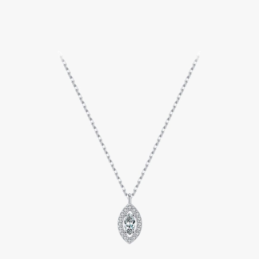 Trendy Rhombus CZ Necklace – Gold Tone 925 Sterling Silver Jewelry