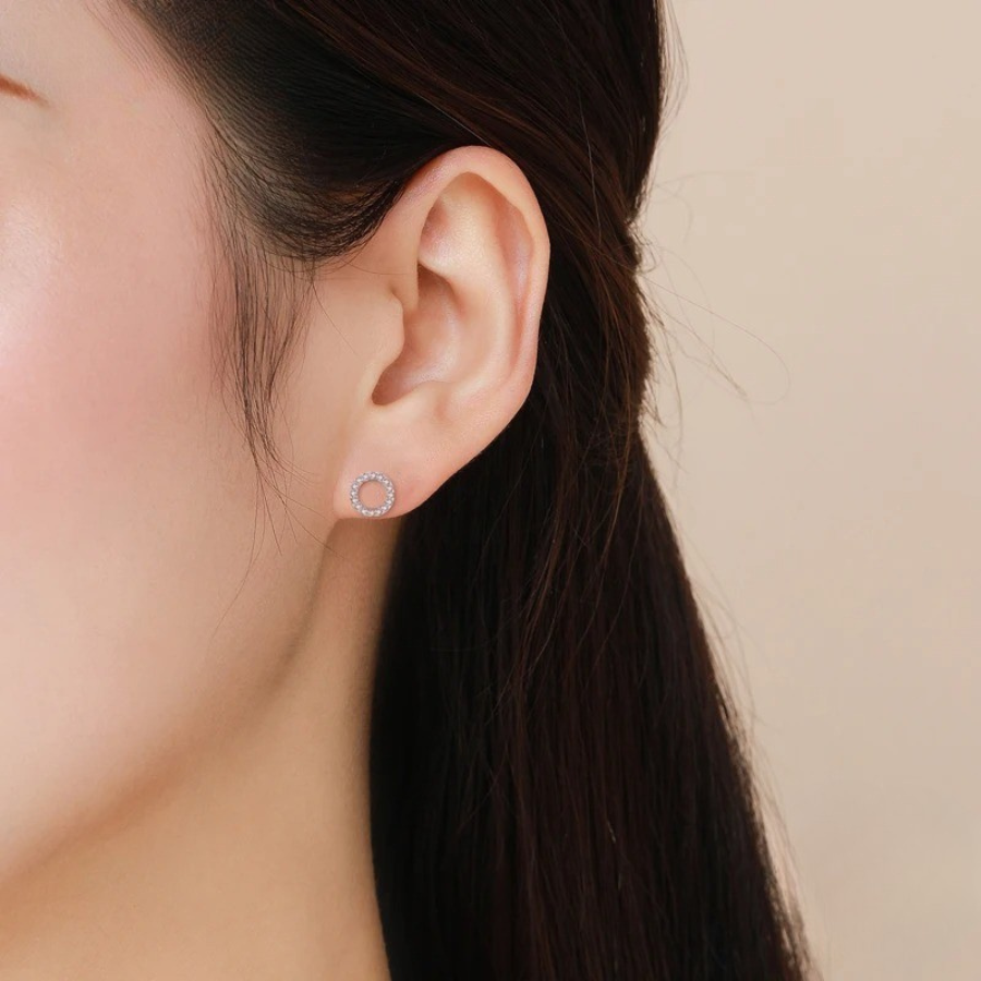 Classic Round CZ Stud Earrings – 925 Sterling Silver