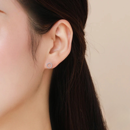 Classic Round CZ Stud Earrings – 925 Sterling Silver