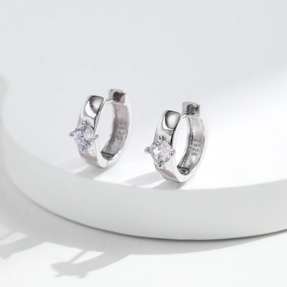Elegant Round Moissanite Ear Buckle Earrings – 925 Sterling Silver