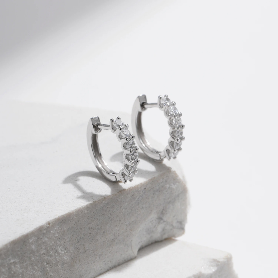 D Color Moissanite Small Hoop Earrings – 925 Sterling Silver
