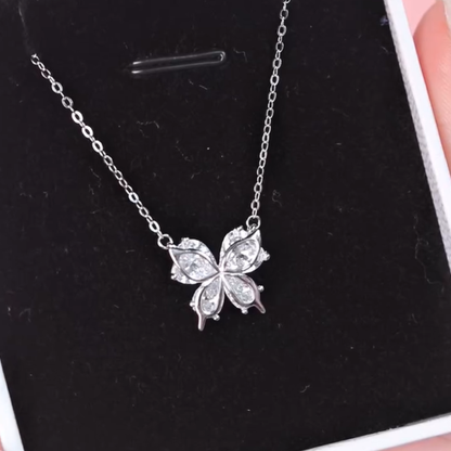 ELOREVA  Platinum Plated Butterfly Necklace – 925 Sterling Silver